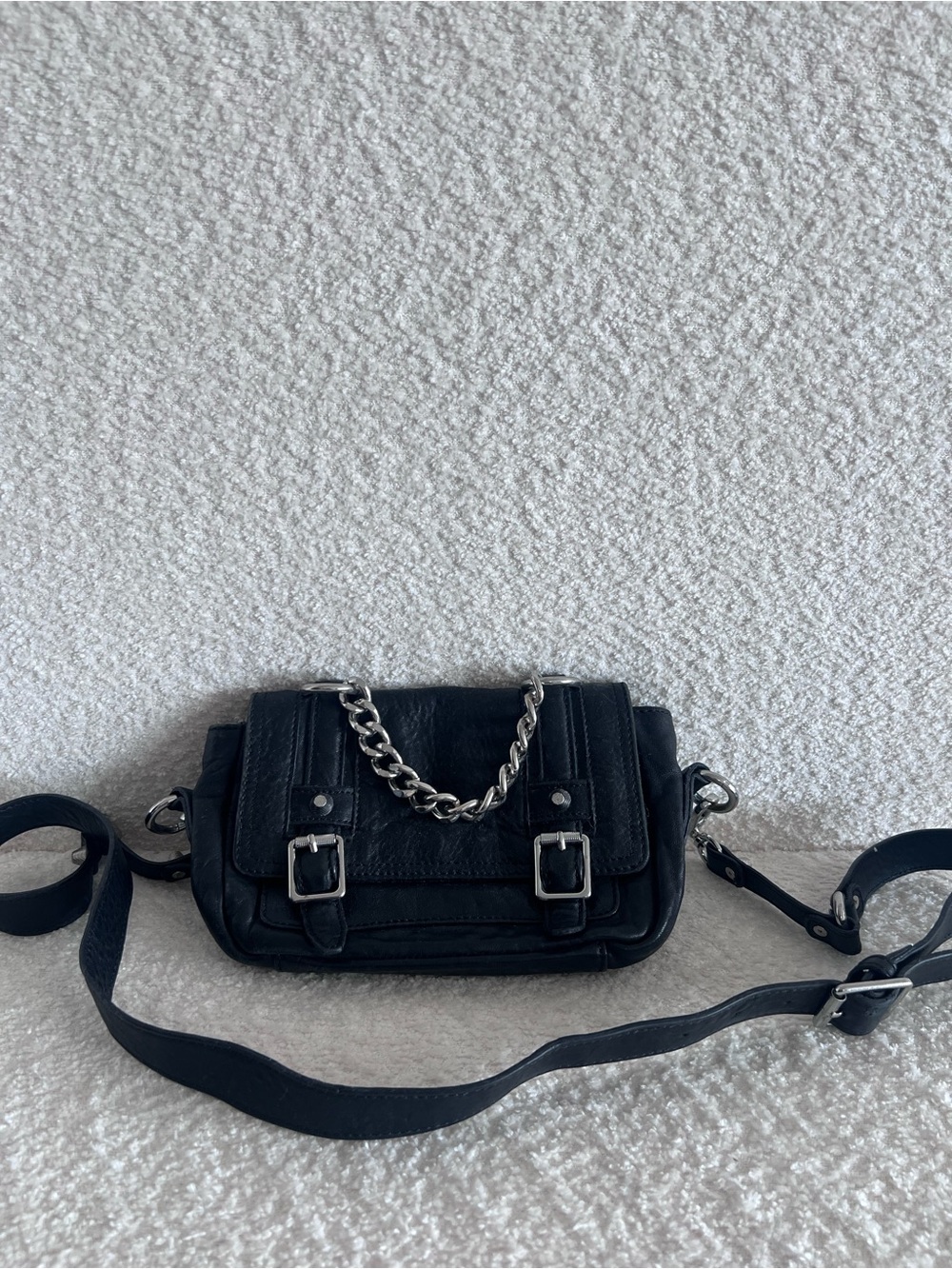 ASH Leather Black Mini‎ Studded Crossbody Bag Purse